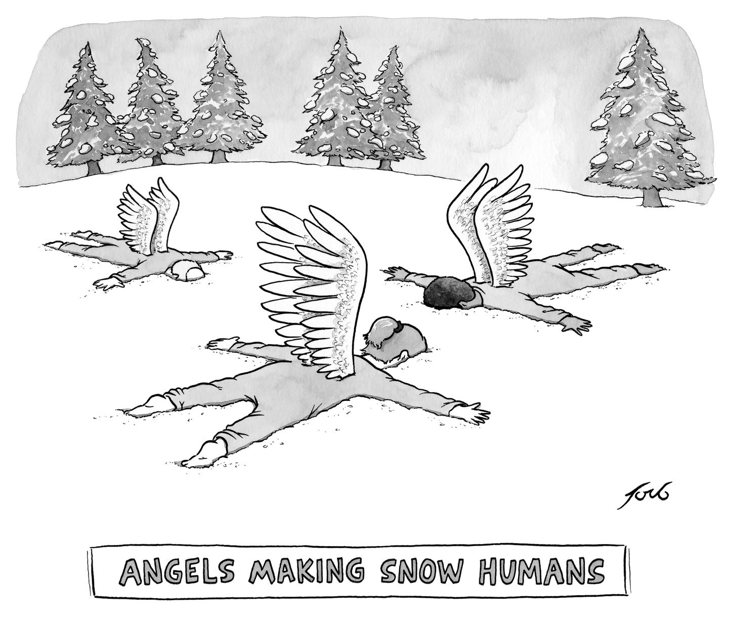Angels Making Snow Humans Art Print
